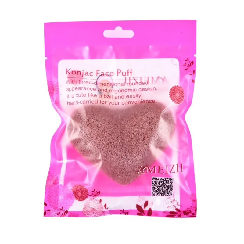 6 Colors Natural Konjac Fiber Face Wash Puff Cleansing Sponge Facial Cleaning Tool Heart Shape Exfoliator Products Hot New - Цвет: 4