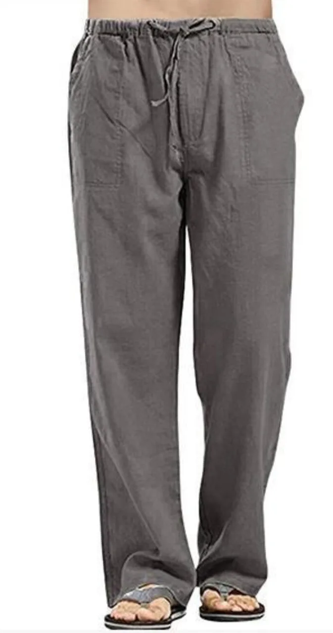 Drawstring Pants for Men 100% Linen. Natural Color.
