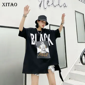

XITAO Trend Plus Size T Shirt Irregular Personalized Printed Women Tops Fashion Wild Streetwear Graphic Tees Women XJ4731