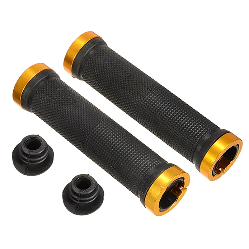 1Pair 13cm Bicycle Grips Bike Handlebar Grips Lock-on Fixed Gear Rubber Aluminum Alloy Handlebar Handle Bar End Bicycle Part