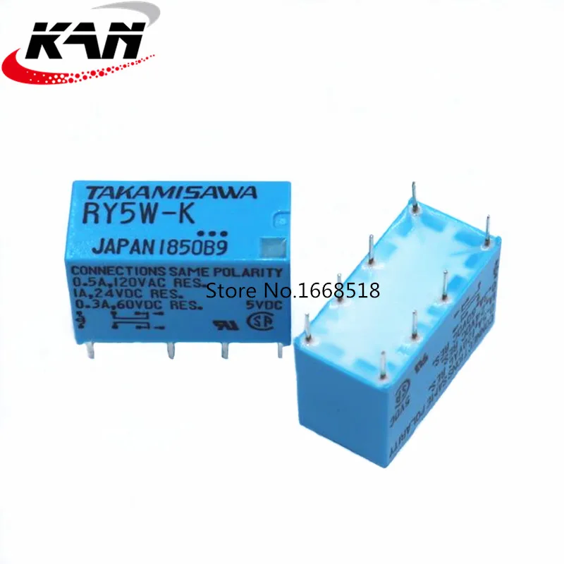 10 шт./лот RY5W-K/RY12W-K/RY24W-K 1A 5 V/12 V/24 V двухполюсное двухпозиционное Сигнальное реле 8P - Габаритные размеры: RY5W-K