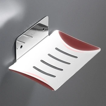 

No Drilling Stainless Steel Soap Holder Wall Mounted Sponge Rack Metal Organizer Household --M25