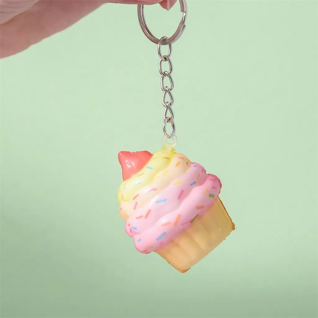 Ice Cream squeeze toy Pendants Creative Gift Simulation Cake Slow Rising Straps Bread Toys Backpack Accessories Decorations #A
