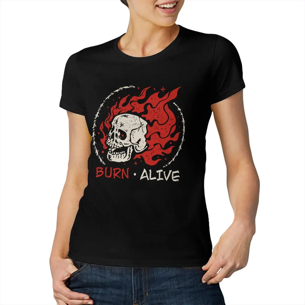 The burn Skull Head Cool And Funny Повседневная модная хлопковая футболка с коротким рукавом