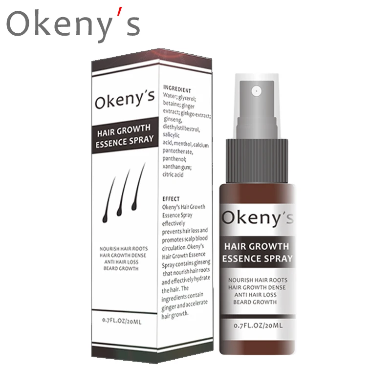 Okeny's 20 мл, эссенция для роста волос, спрей для роста, масло для предотвращения облысения, против выпадения волос, уход за волосами, питательный, укрепляющий корни волос