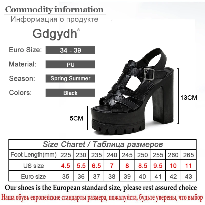 Женские панк сандалии Gdgydh черные на платформе с открытым носком в готическом