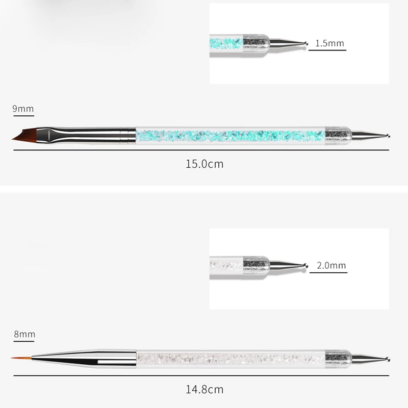 6Pcs/Set Double Head Nail Dotting Painting Draw Liner Brush Acrylic UV Gel Polish Liner Flat Pen Nail Art Manicure Kit_voghion.com
