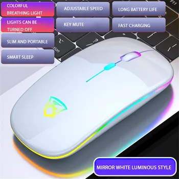 

Wireless Optical Mouse Ultra-thin 2.4g luminous silent USB Rechargeable LED RGB Mouse Computer Laptop Adjustable DPI Mice