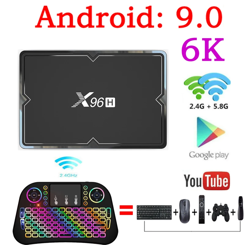 

X96 H Mini Smart Tv Box Android 9.0 IPTV Set Top Box 6K 2gb 4gb 16gb 32gb 64gb Quad Core media player PK HK1 MAX H96 A95X