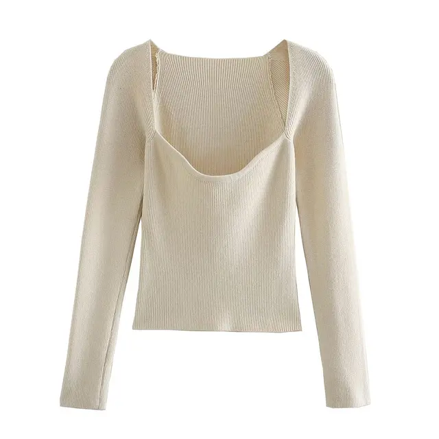New Long sleeve heart-neck Casual Knitted sweater 5