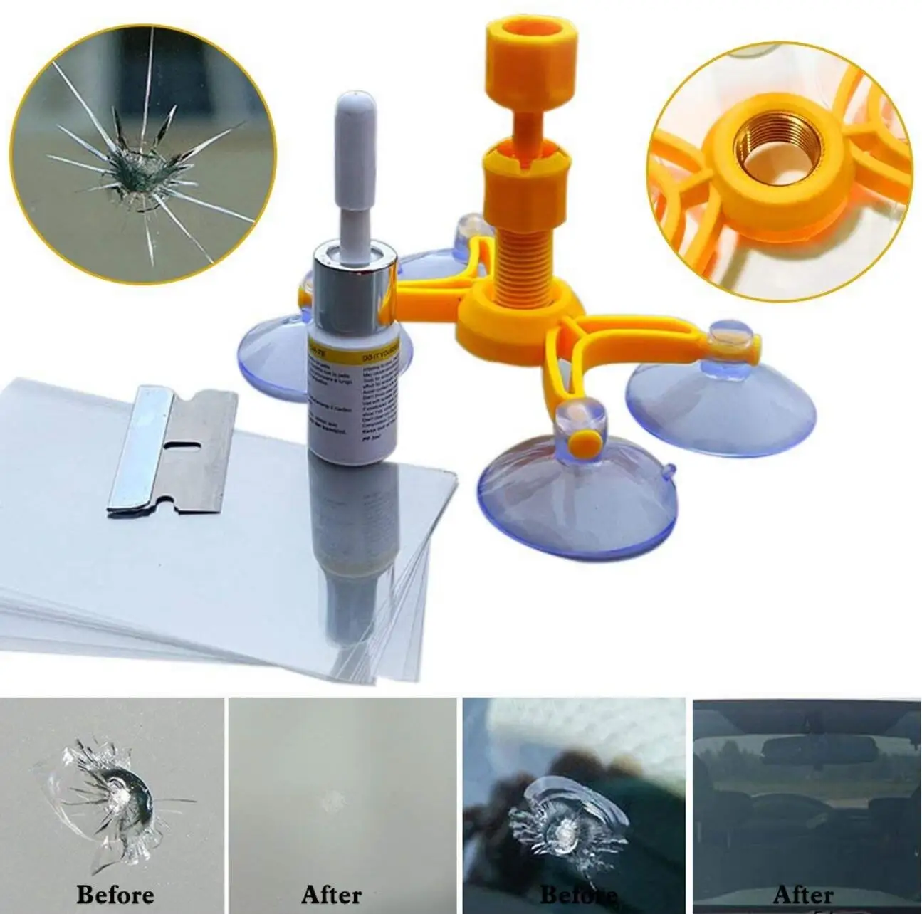Windshield Repair Kit DIY Car Window Glass Scratch Crack Restore Tool Screen Polishing Resin Sealer Z4 | Автомобили и мотоциклы
