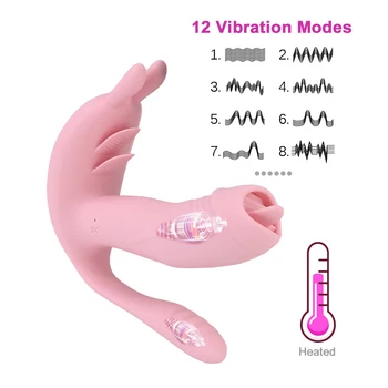 3 In 1 Wireless Vibrator For Women Heated Dildo Vaginal Clitoris Licks Anal Plug Erotic Penis Female Masturbator Sex Toys Erotic 2