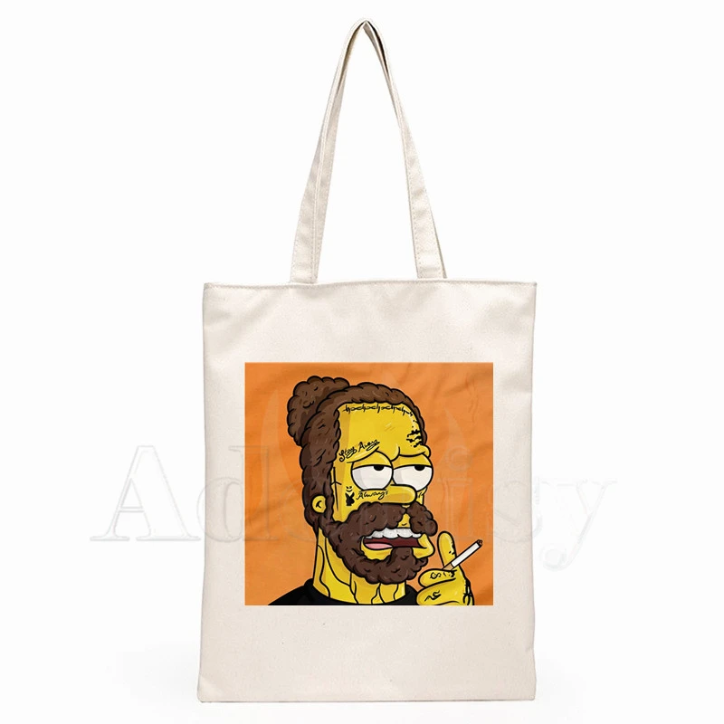 

Post Malone Fashion Canvas Bag Women Girls Simple Large Capacity Storage Handbag Shoulder Bag Tote Reusable Student Bookbag