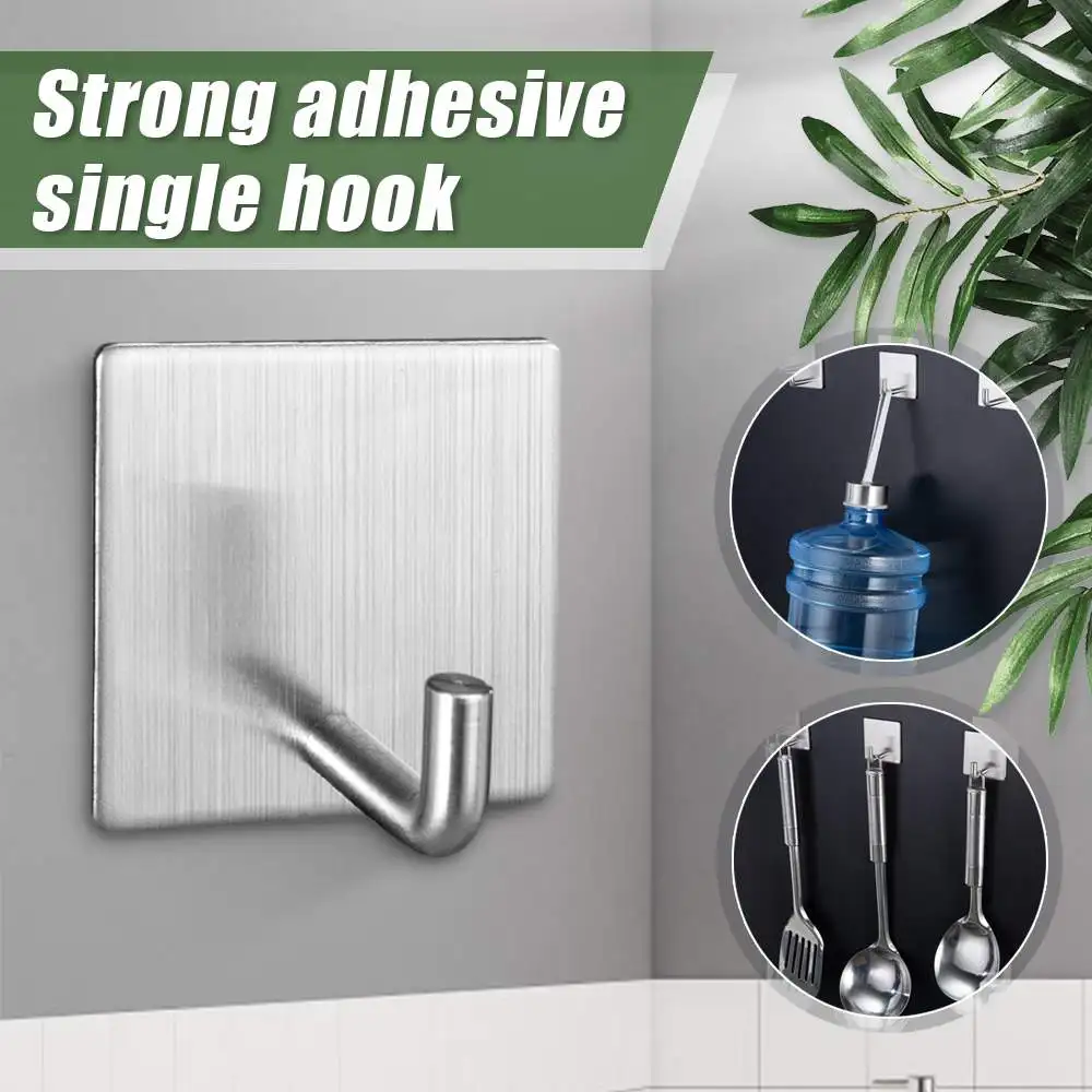 

3 Pcs Hook Sponge Drain Rack Stainless Steel Multi-function Wall Door Puch Free Storage Towel Hanger for Home Kitchen Bathroom