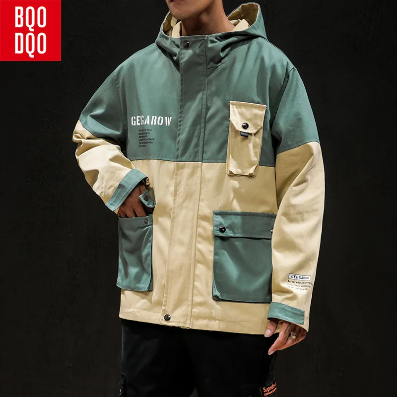 

BQODQO Hip Hop Winter Fashion Military Jacket Men Autumn Windproof Loose Casual Jackets Streetwear Army Men's clothing Plus Size