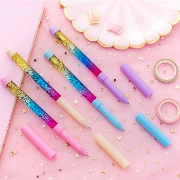 

Creative Rainbow Color Fairy Stick Glitter Crystal Pen 0.5mm Black Ballpoint Pen Kids Refill Gift Stationery School Supplies