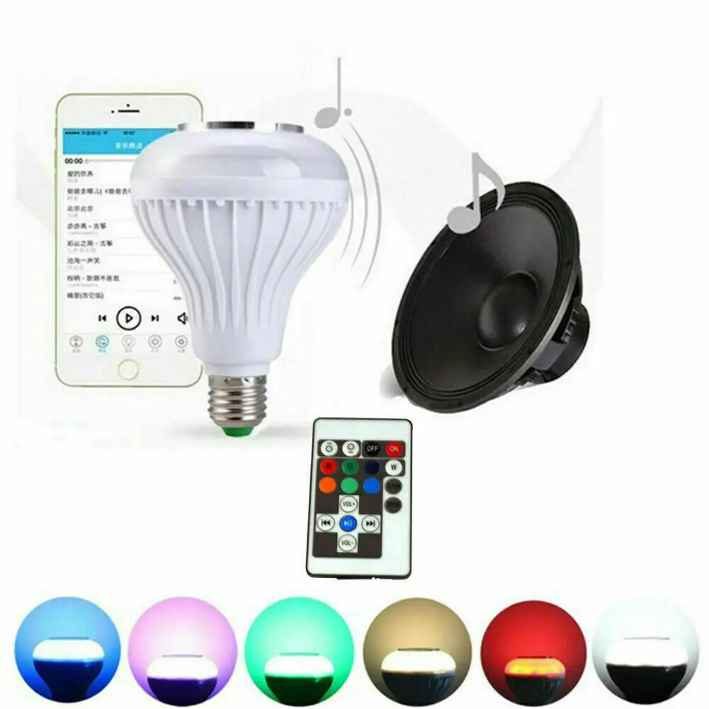 2pcs Dimmable E27 Smart Rgb Wireless Bluetooth Speaker Bulb Music