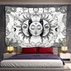 Tapiz de Mandala en forma de luna y sol, tapiz de pared colgante de brujería, alfombras de pared Hippie, decoración de dormitorio, tapiz psicodélico, blanco y negro ► Foto 3/6