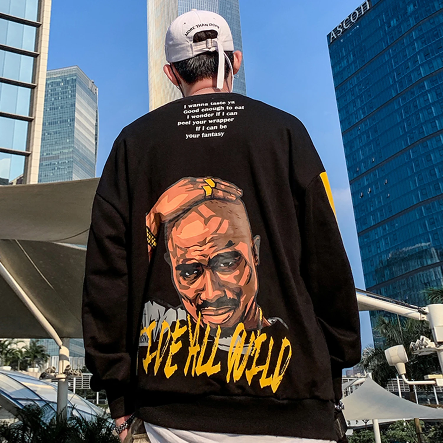 AELFRIC забавные толстовки с принтом лысых мужчин Harajuku Уличная Повседневная хлопковая пуловер модная одежда оверсайз длинный рукав