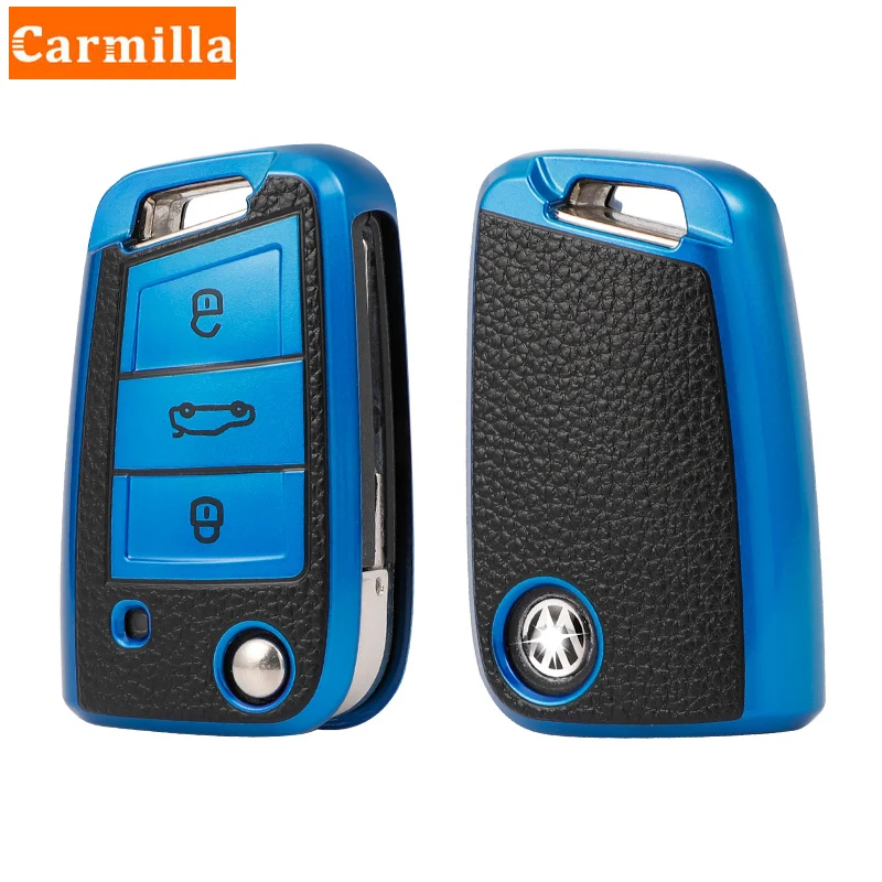 Tpu Leather Car Key Case Cover for VW Volkswagen Golf 7 MK7 Tiguan MK2 for SEAT Ateca Leon FR 2 Ibiza Skoda Octavia A7 key case key case cover