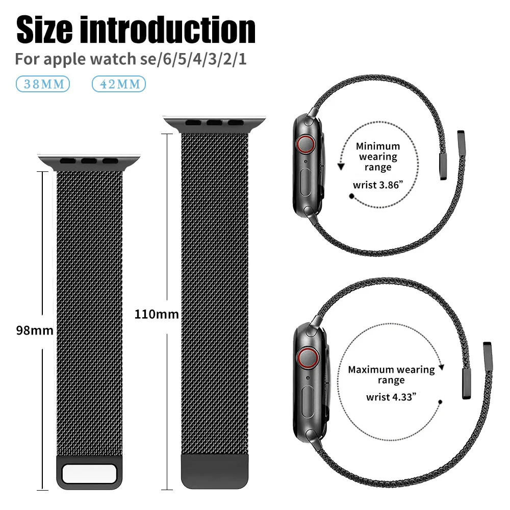 Stainless Steel Milanese Strap For Apple Watch 6 Se Band 44mm 40mm 42mm 38mm Smartwatch iWatch Series 345 Bracelet Magnetic Loop