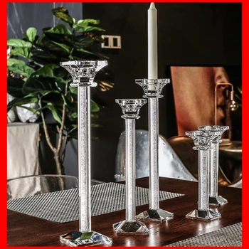 

200MM-360MM TRANSPARENT CRYSTAL GLASS POLE CANDLE HOLDER FOR WEDDING PARTY CANDLELIGHT DINNER DECOR CHRISTMAS DECORATION GIFTS