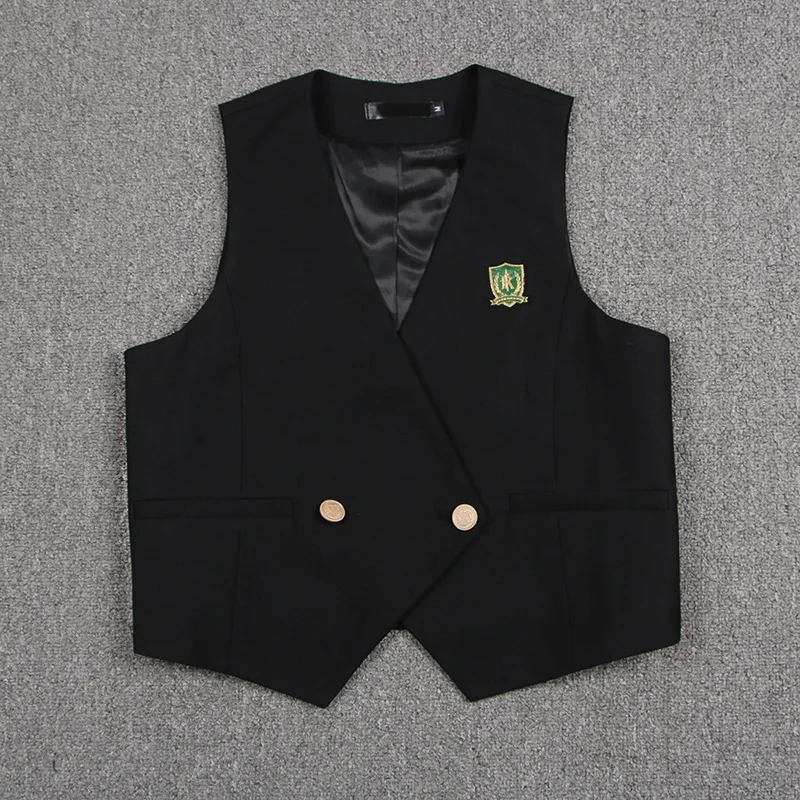 

Korea School Uniforms Suit Coat Black JK Uniform Japanese Waistcoat College English Ms Campus Wind Vest School Dress Coat