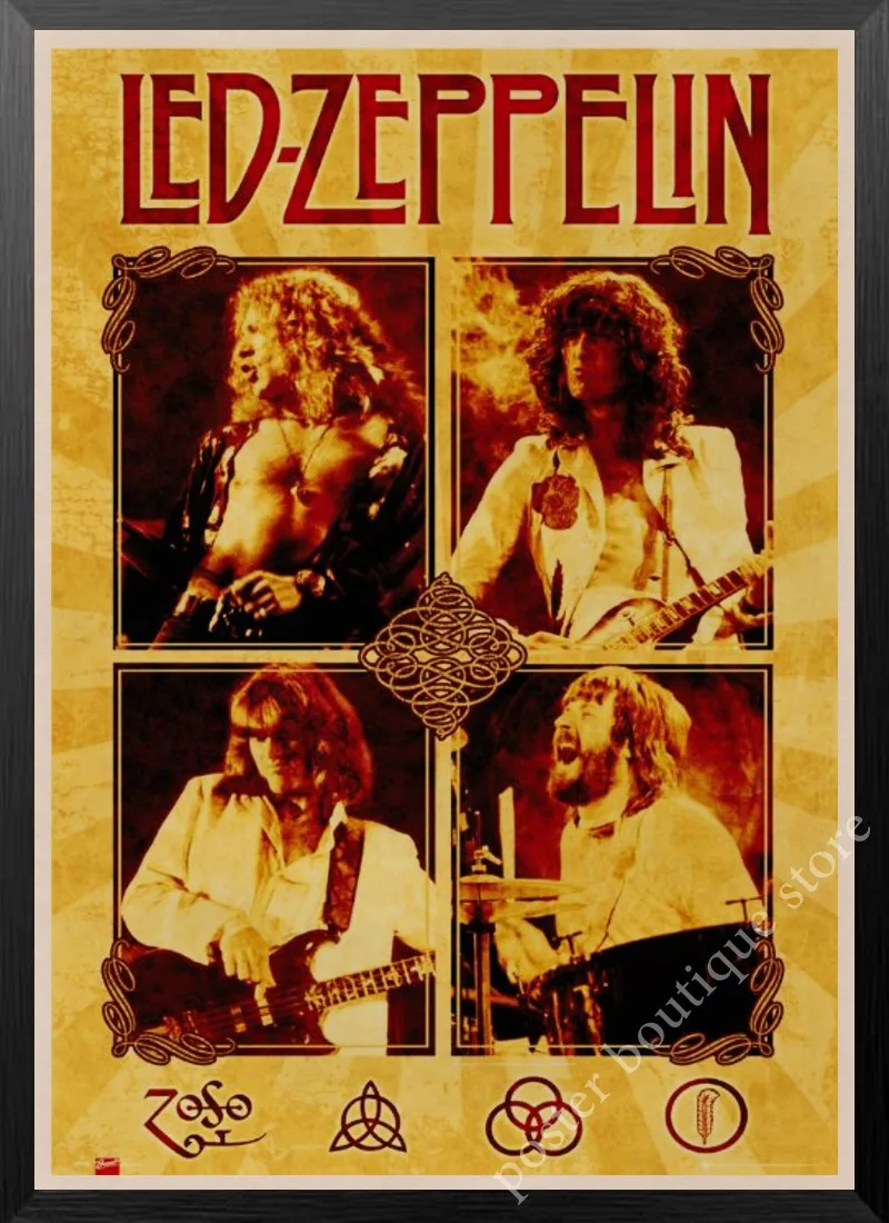 Led Zeppelin рок-н-РОЛ постер, Jimmy страница, Роберт Плант винтажные наклейки домашний Декор наклейки на стену девять процентов/4 - Цвет: 27