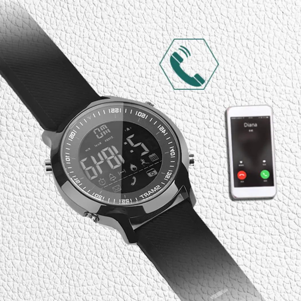 Unisex Fashion LCD Digital Pin Buckle Round Waterproof Pedometers Smart Watch