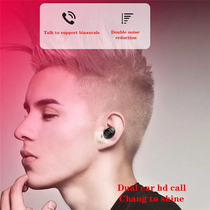 XG12 Bluetooth гарнитура TWS Dual-pass 5,0 Беспроводная стереогарнитура телефон движения Универсальный-черный, белый и Red-XG12-50