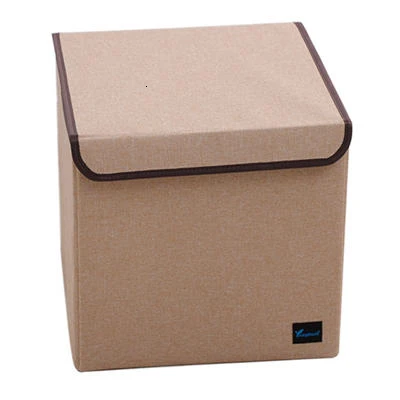 Складной тканевый ящик для хранения одежды, игрушек 33x33x33 см, хлопковое белье, черный, синий, розовый, кофейное нижнее белье, коллекция для хранения - Цвет: Coffee - With Cover