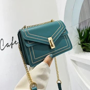 

Elegant PU Leather Crossbody Messenger Bags for Women 2020 Chain Shoulder Simple Bag Lady Travel Luxury Handbags and Purses