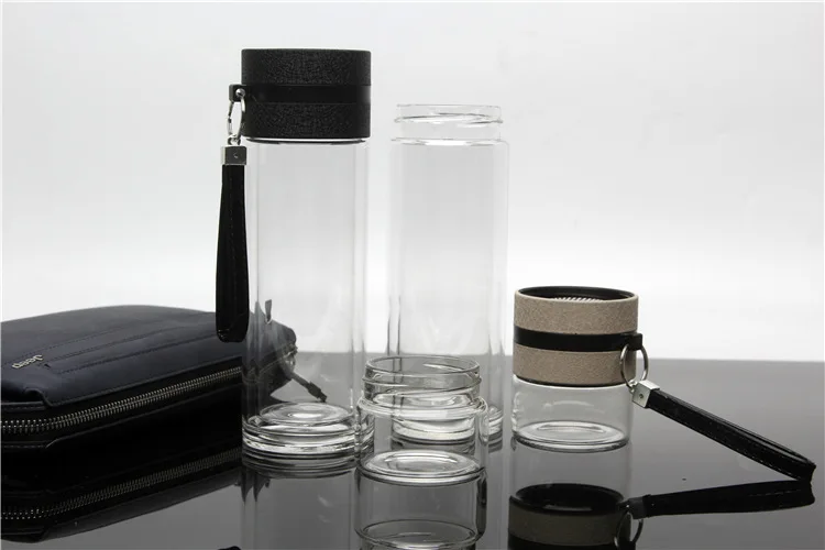 Креативная высокая термостойкость двухслойная стеклянная чашка портативная с фильтром бутылка для воды