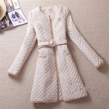 

2020 New Winter Samgpilee X-long Solid Zipper Slim Standard Full Sleeve Cotton Office Lady Batik Parkas women cotton coat M-5XL
