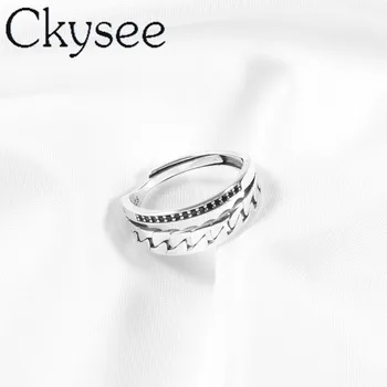 

2020 News 925-Sterling -Silver Simple double-layer pendant pentagram Rings Adjustable Closed Ring For Woman Fashion Jewelry Gift