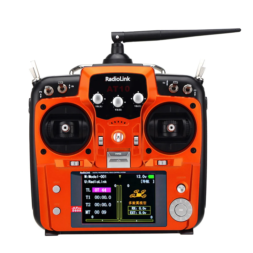 

RadioLink Mode 2 AT10 2.4G 10CH Remote System RC Transmitter with R12DS Receiver PRM-01 Voltage Return Module for RC Drone Gift