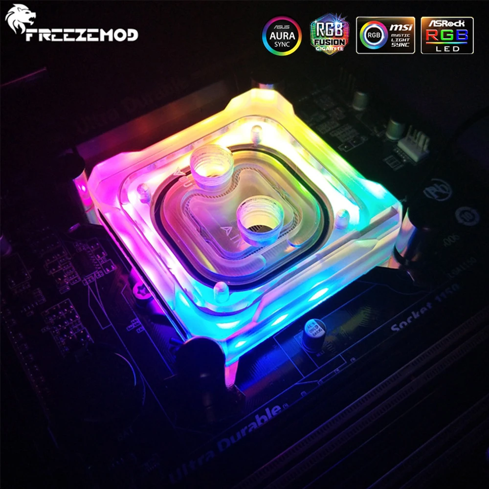 Freezemod Amd Pk5e Cpu Water Block For Amd Am2 Am3 Am4 3pin 5v Copper Base Plate Computer Cooler Mod Water Coolling Aura Sync Fans Cooling Aliexpress