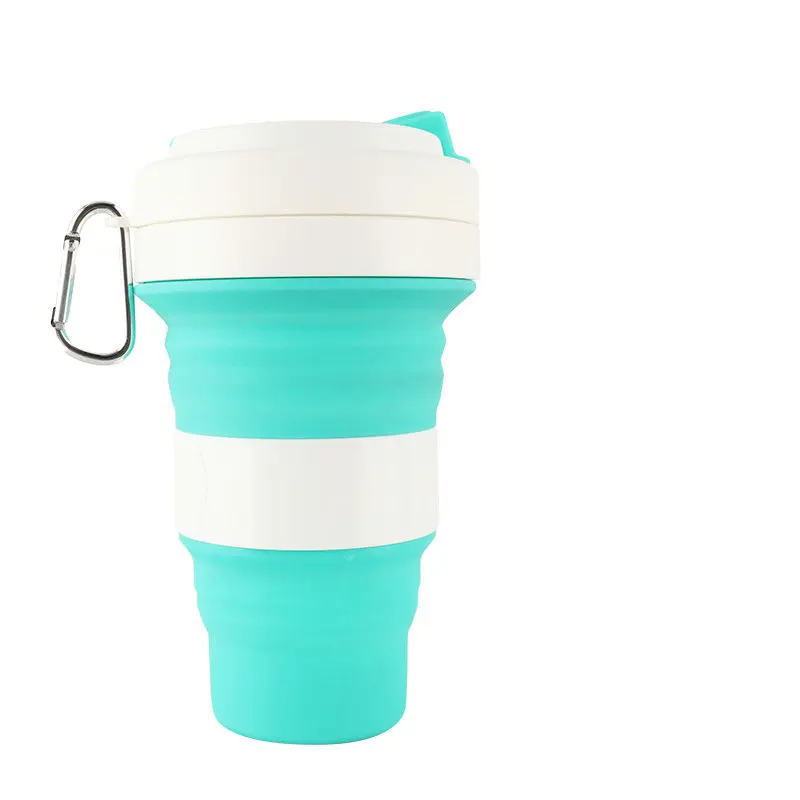 350 мл 550 мл Складная Силиконовая портативная силиконовая телескопическая Питьевая Складная кофейная чашка Складная силиконовая чашка с крышками для путешествий - Цвет: lake green