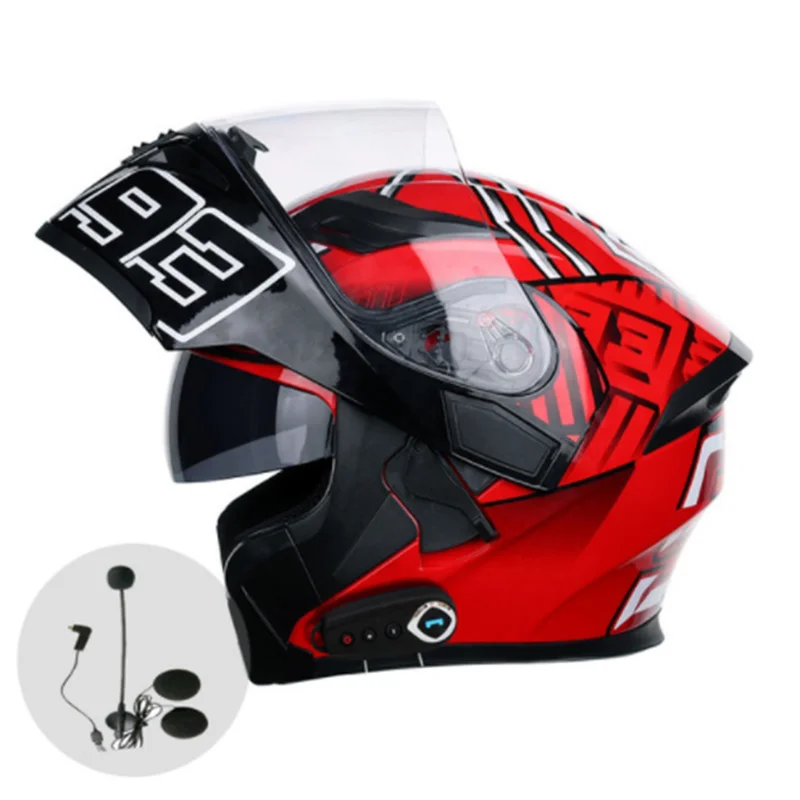 Motorcycle Headset Helmet Bluetooth compatible Double Sun Visor Open