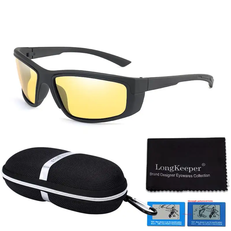 Black Night Vision LongKeeper поляризационные Для мужчин солнцезащитные очки с Чехол Коробка Для женщин Овальный вождения gogulges фотохромные Gafas de sol, для Бразилии - Цвет линз: Black Night Vision