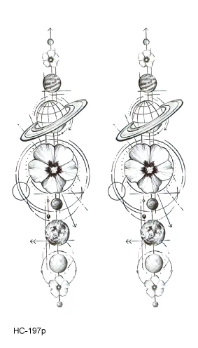 Rocooart временная татуировка наклейка Геометрическая планета Медузы Татуировка черный треугольник Татуировка боди-арт Мужская поддельная Водонепроницаемая татуировка - Цвет: HC-197p