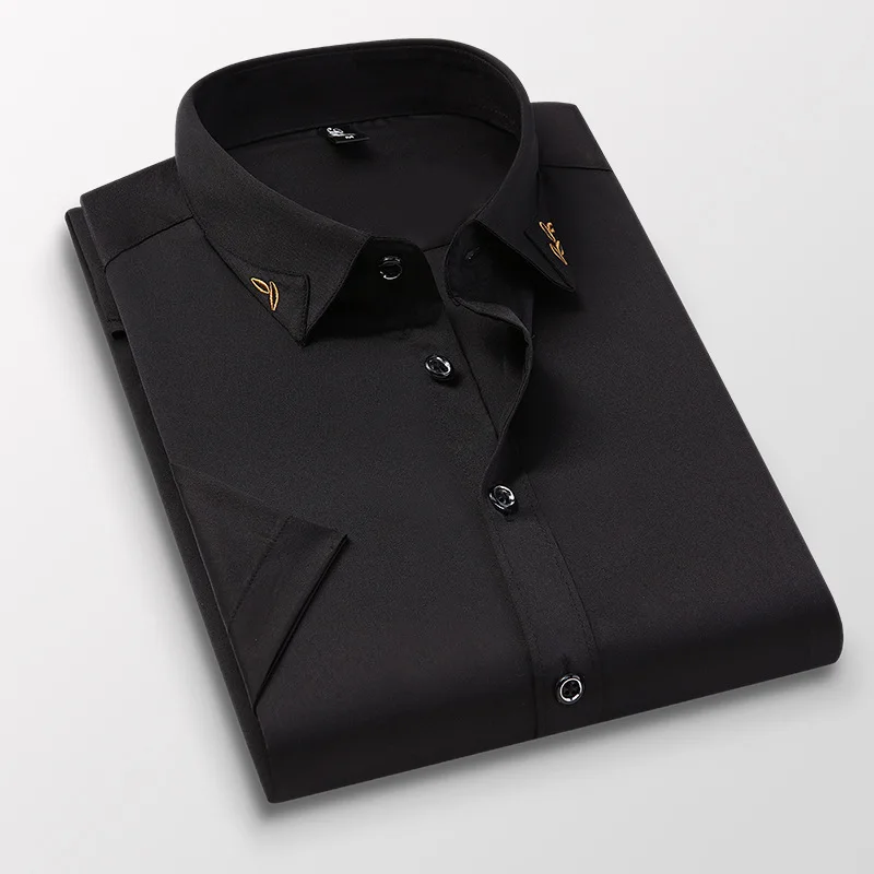 

2020 New Men Casual Blouse Cotton Shirt Loose Tops Short Sleeve Tee Shirts Spring Autumn Summer Casual Handsome Men Dress Shirt