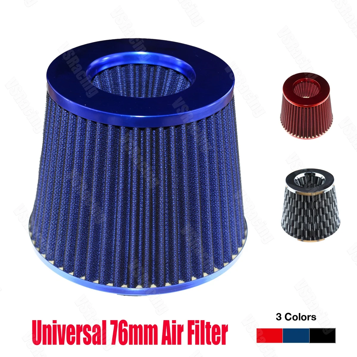 3/" Inlet Short Ram Cold Air Intake Filter Round//Cone Universal BLACK For BMW 1