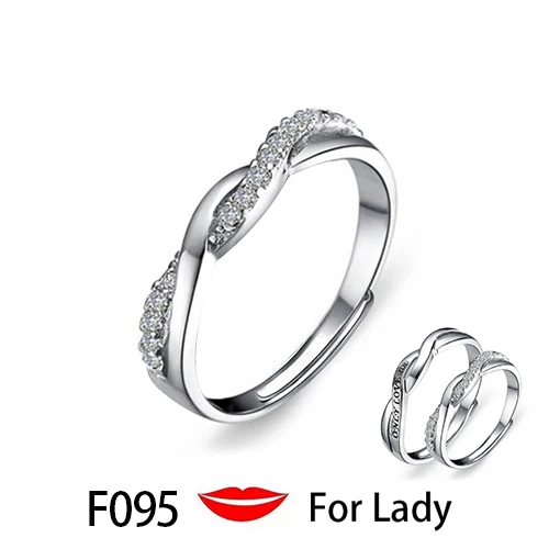 F095 Woman Модный набор колец Huitan, символ любви, с буквой, его королева и ее король, выгравированное обручальное кольцо для женщин и мужчин, кольца на палец - Цвет основного камня: F095 Woman