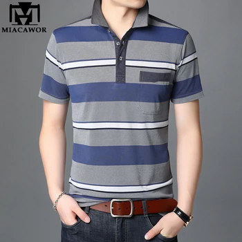 

New Polo Shirt Men Cotton Slim Fit Striped Polos Shirt Boys Summer Short Sleeve Casual Tee Shirt Homme Men's Clothing T878