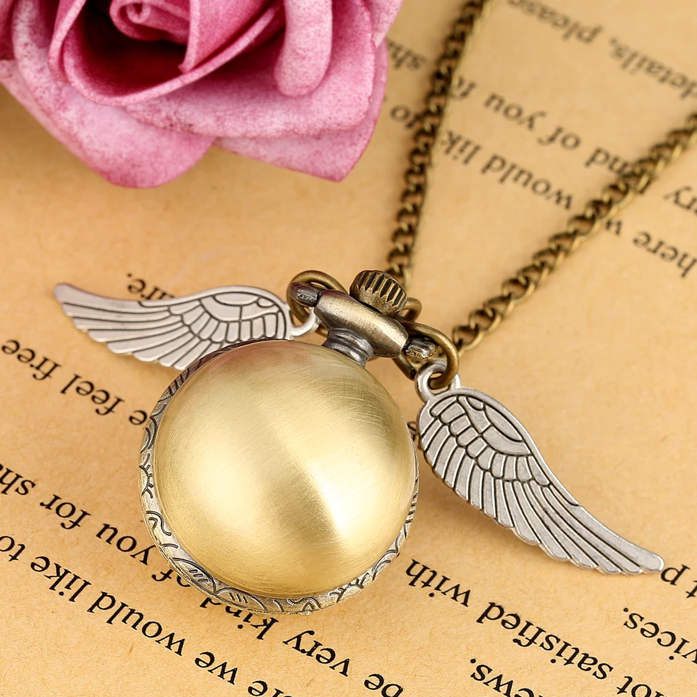 Vintage Small Quartz Pocket Watches Luxury Wing Design Steampunk Fob Watches Pendant Necklace Chain Men Women 3