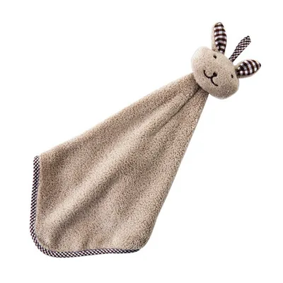 Прямоугольный Детский коралловый бархатный носовой платок с мультяшным Кроликом, кухонный подвесной абсорбирующее банное полотенце, сухой Детский носовой платок - Цвет: Brown