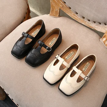 

Spring Girls Leather Shoes Fashion Square Head Girls Shoes Princess Flat Casual Sneakers Children Infant Baby Toddler ShoesSX457