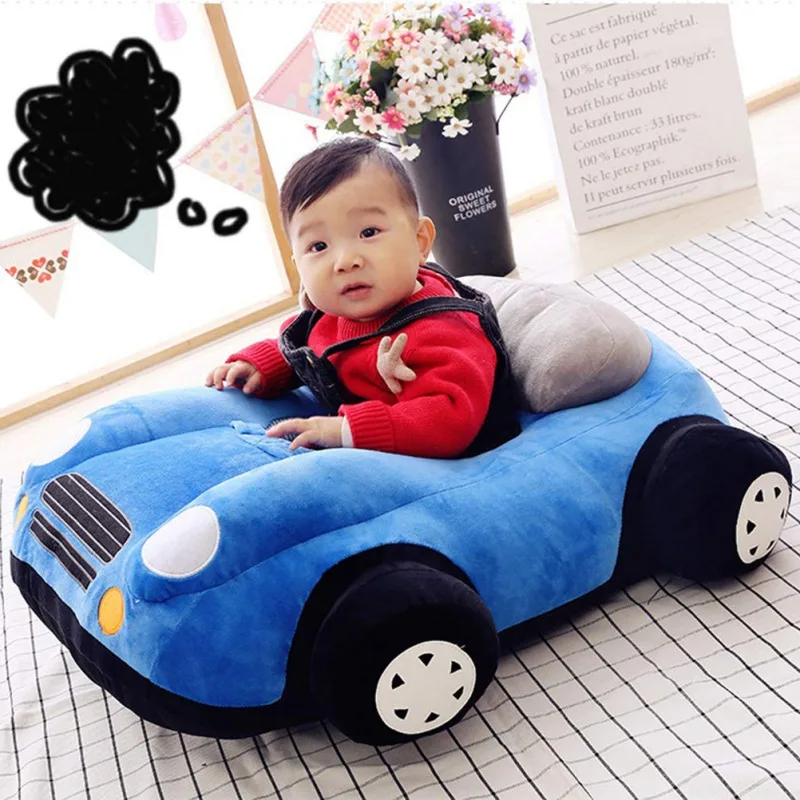 AS PICTURE SHOWN Infant Baby Sitting Chair Support Plush Support Seat Learning Sit Chair Toddler Cartoon Car-shaped Sofa - Цвет: AS PICTURE SHOWN