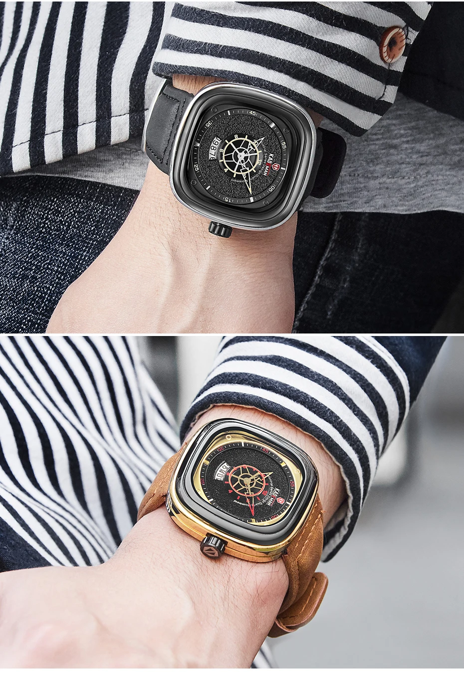 KADEMAN Новые квадратные часы мужские Роскошные спортивные часы Звездный дизайн модные наручные часы 3TAM Бизнес повседневные Relogio Masculino